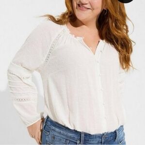 NWT Torrid Swiss Dot Lace Inset Top Tobacco Brown Size 14-16